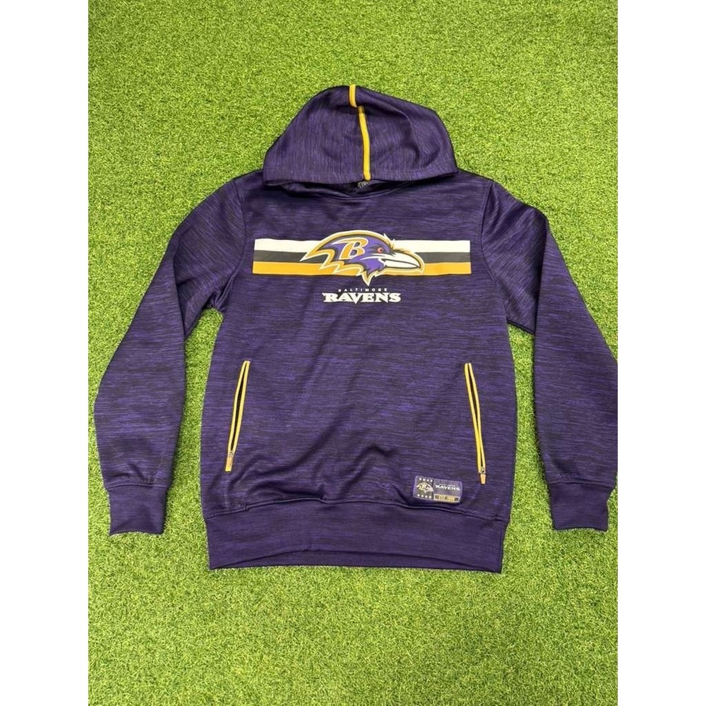 NFL Team Apparel Baltimore Ravens Hoodie Mens Small Purple Performance‎ Sports